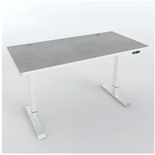 VESKA Schreibtisch Höhenverstellbar 140 x 70 cm - Bürotisch Elektrisch (mit Touchscreen, Sitz- & Stehpult Home Office) grau