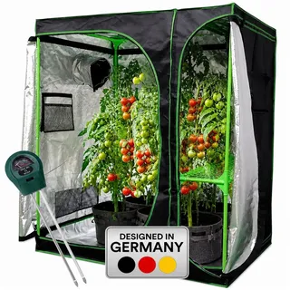 MuCoLa Growbox Gewächshaus Indoor Pflanzenzelt 120 x 120 x 200 cm Schwarz