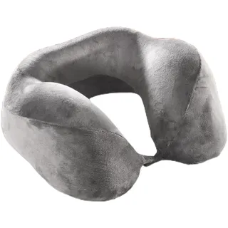 EVE Textile Reisekissen Grau mit Erhöhung | Nackenkissen | Memory Foam | Autokissen | Flugzeugkissen | Bahnkissen | Travel Pillow | Ergonomisches Kissen | Gesundheitskissen