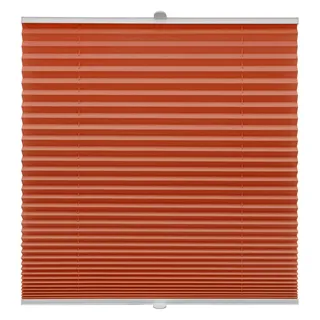 Plissee auf Maß für alle Fenster Montage Glasleiste Blickdicht mit Spannschuh Sonnenschutzrollo Orange Breite: 61-70 cm, Höhe: 40-100 cm