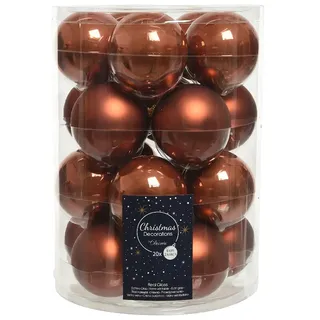 Decoris Weihnachtskugeln Glas 6cm x 20 Stück Christbaumkugeln terrabraun