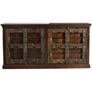 SIT-Möbel Almirah 5113-30 koloniales Sideboard, vier Türen, recyceltes Holz, Metallapplikationen, 180x45x90 cm
