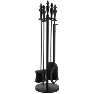 Relaxdays Kaminbesteck Metall 77 cm x 20,5 cm Schwarz
