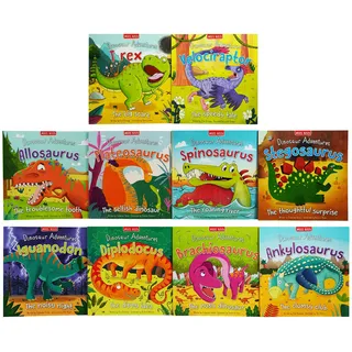 Miles Kelly Dinosaur Adventures 10 Books Collection Set (Allosaurus, Ankylosaurus, Brachiosaurus, Diplodocus, Iguanodon, Plateosaurus, Spinosaurus, Stegosaurus, T rex & Velociraptor)