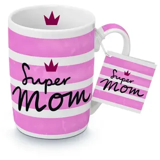 Design@Home Porzellanbecher New Mug Super Mom 0,25l - rosa/ weiß/ schwarz