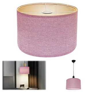 Yunlaishaocer Stoff Lampenschirm,Naturleinen Runder Lampenschirm für Stehlampe, Tischlampe & Nachttischlampe, Handgefertigt E27-Fassung Lampenschirme, 30x30x20CM (Rosa)