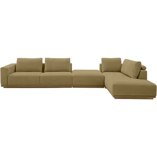 Musterring Wohnlandschaft MUSTERRING, pistachio, B:395cm H:78cm T:202cm, 100% Polyester, Sofas, Wohnlandschaft, Anreihsofa mit Armlehne links, Eckteil rechts mit Kissen & Hocker
