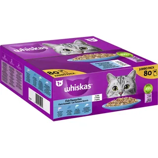 Whiskas 1+ Fisch Auswahl in Gelee 80 x 85g