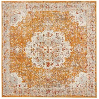RugVista Nadia Teppich, 200 x 200 cm, Orange | Vintage, Quadratisch, Niedriger Stapel, Nur chemische Reinigung, Oeko-Tex 100