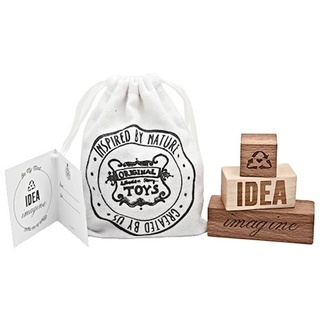 Woodenstory Spielbausteine On My Mind: Imagine/Idea/... (FSC) Holzspielzeug Stofftasche, aus FSC-zertifiziertem Holz hergestellt