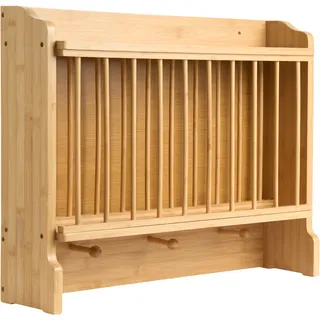 Beliani Wand-Geschirrregal Bambus Hellbraun