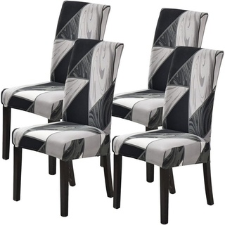 Stuhlhusse 4 Stück Bankett Stuhl Abdeckung, für Esszimmer Party Dekor, Coonoor, Endurable, Stretch schwarz|weiß