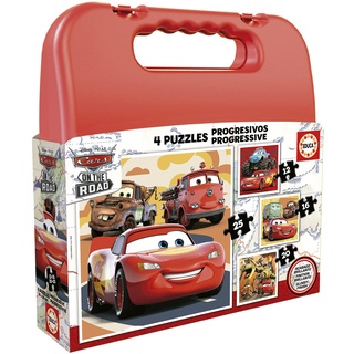 Educa - Pixar Cars, 4in1 Puzzle mit 12/16/20/25 Teilen, Puzzleset für Kinder ab 3 Jahren, Kinderpuzzle, Disney, Lightning McQueen (19677)