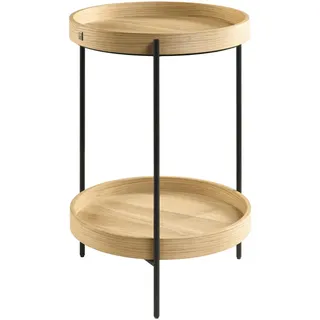 Musterring Beistelltisch Justb!, Anthrazit, Wildeiche, Holz, Metall, Wildeiche, furniert, rund, Rundrohr, 43x59x43 cm, Goldenes M, Made in Germany, Dgm, DGM-Emissionslabel, herausnehmbares Tablett, Wohnzimmer, Wohnzimmertische, Beistelltische, Beistelltische Metall