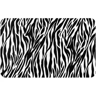 Rutschfester Teppich mit Zebra-Druck, Türraum, strapazierfähig, Badezimmerteppich, Innen- und Außenbereich, Heimdekoration, leicht zu reinigen