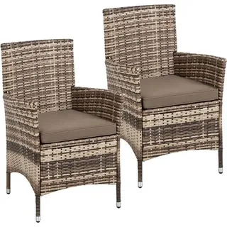 Estexo Rattan Gartensessel 55 x 59,5 x 88 cm beige-braun 2 St.
