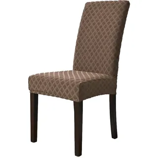 Odot Einfarbig Esstisch Jacquard Stuhlhussen Stühlen Set Mit 2/4/6, Stretch Stuhlhussen Hussen Waschbarer Stuhlbezug Sesselbezug für Speisesaal Küche (Braun,6er Set)