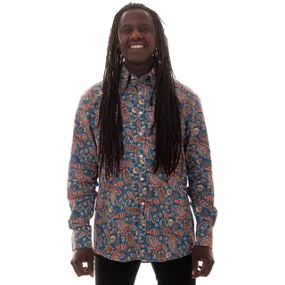 Comycom Langarmhemd Herren Paisley in navy und rot L