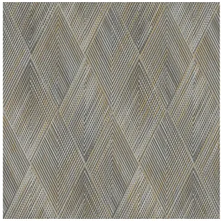 Rasch Vliestapete Rautenmuster - Vinyltapete Grau Schwarz Gold, Glanzeffekt, (1 Rolle, 1 St., 10,05 m x 0,53 m), gute Lichtbeständigkeit, feucht abwischbar, restlos abziehbar schwarz