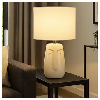 FISCHER & HONSEL LED Tischleuchte, Leuchtmittel inklusive, Warmweiß, LED Tischlampe Leseleuchte Keramik Stoff beige H 39 cm beige