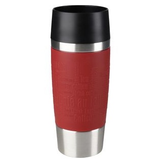Emsa Isolierbecher Travel Mug 513356, 360 ml, hält 4h warm, Edelstahl doppelwandig, rot
