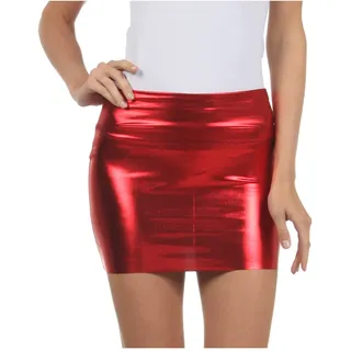 Sakkas 6924 Frauen Shiny Metallic Liquid Mini-Rock - Rot - X-Large - XL Große Größen