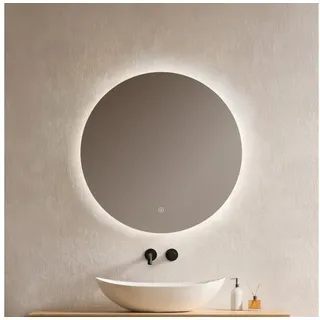 EMKE Badspiegel Badspiegel Rund mit Beleuchtung LED Badezimmerspiegel Wandspiegel, 3 Farben des Lichts, Dimmbar, Intelligenter Touchschalter 70 cm