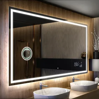 FORAM Badspiegel mit Beleuchtung - Led Spiegel Bad - 80x80 - Badezimmerspiegel Nach Maß - auf Individuelle Bestellung Gefertigt - Modernes Design - Ohne Rahmen