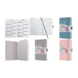 sigel Buchkalender Jolie 2024, Textil, A6, pink Wochenkalender, 95 x 150 mm, 1 Woche / 2 Seiten, 174 Seiten - 1 Stück (J4404)
