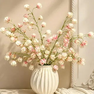 CBBEONRN 98CM Lange Stiele Kunstblumen Wie Echt Seidenblumen Künstliche Pflanzen Für Hochzeitszimmer Home Decor Wohnzimmer Büro Hotel Küche Decor, Künstliche Zweige Pink,5 Pcs