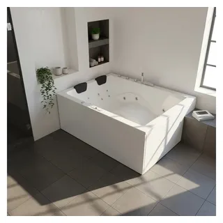 Caribia Whirlpool-Badewanne Dynasty XL Basic / 180x130 - 16 Düsen LED, Wasserfall, 2 Personen 130 cm x 180 cm x 62 cm