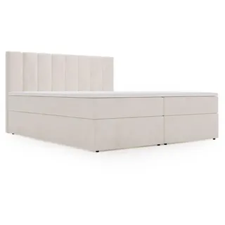 GRAINGOLD Boxspringbett mit Bettkasten 180x200 Beige