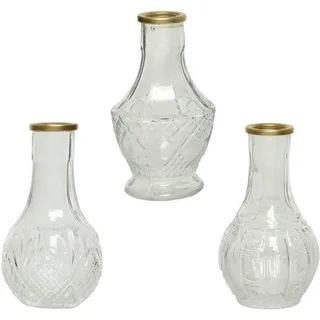 Famanu Glasvase mit Goldrand - Elegante Blumenvase mit Relief (11,5 cm)