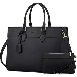 Laptoptasche Damen 17Zoll Wasserdicht PU Leder Aktentasche Schwarz-1 L