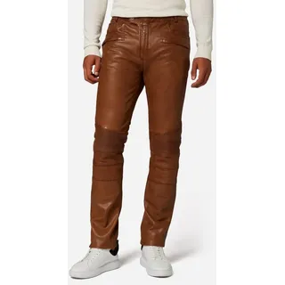 RICANO Lederhose Franklin Lederjeans mit Bikerapplikationen im 5-Pocket-Stil braun 33