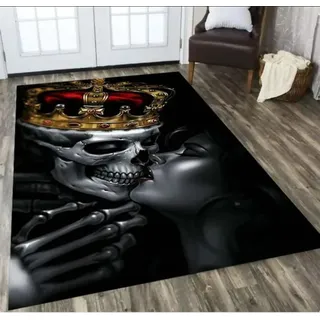 IZREEL Skull Horror Serie Teppich Wohnzimmer Wohnkultur Sofa Tisch Teppich Anti Rutsch Stuhl Kissen Lounge Matte Neujahr 100X160Cm