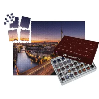 puzzleYOU: Puzzle-Adventskalender | „Berlin kurz nach Sonnenuntergang, Deutschand“ – aus der Puzzle-Kollektion Berlin, Deutsche Städte
