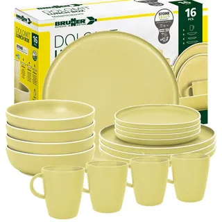 BRUNNER Geschirr-Set BRUNNER Camping Geschirrset DOLOMIT (12, 16, 36-tlg) GELB AntiSlip (16-tlg)