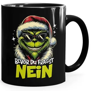 MoonWorks Tasse Tasse Weihnachten Merry Grinch Nein Geschenkidee Weihnachtsmuffel, Keramik schwarz