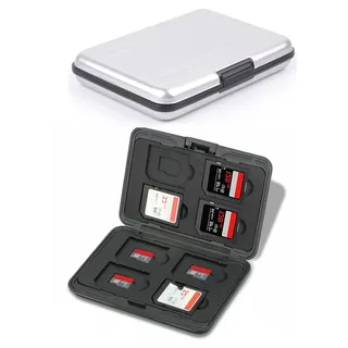 GeeKam Speicherkarten-Transportbox stoßfester SD-Kartenhalter aus Aluminium | Kompatibel mit SD-, SDHC-, MMC-, Micro SD- und TF-Karten