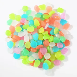 200 Stück Bunt Leuchtsteine, BetterJonny 2cm Muggelsteine Kieselsteine Dekosteine Leuchtend Stein Fluoreszierende Nachtleuchtend Steine Bunt Deko Steine für Aquarium Garten Fisch Tank Dekor, 1.8~2cm