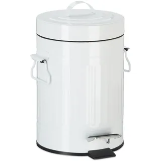 Relaxdays Vintage Treteimer 3 l Weiß
