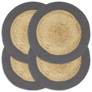 vidaXL 4X Tischset Platzmatte Platzset Platzdeckchen Platzdecke Tischdeko Platzmatten Tischmatte Untersetzer Natur Anthrazit 38cm Jute Baumwolle