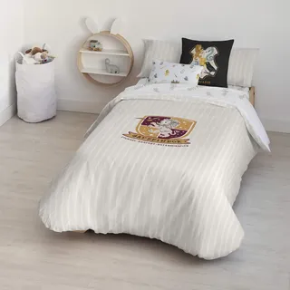 BELUM | Bettbezug Harry Potter, Bettbezug mit Knöpfen 100% Baumwolle, Modell Gryffindor Sweet Beig für 105 cm Bett (180 x 220 cm)