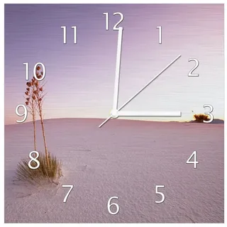 Wallario Wanduhr Kleine Oase in der Wüste (Aluverbunduhr) rosa
