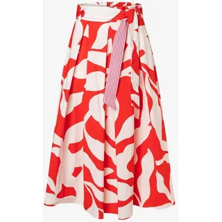 More & More Damen Baumwollrock mit Print, rot/weiß, zweifarbig, weiter Schnitt - Rot - 44
