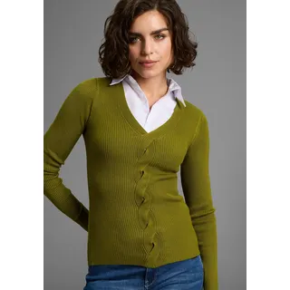 LAURA SCOTT V-Ausschnitt-Pullover grün 40