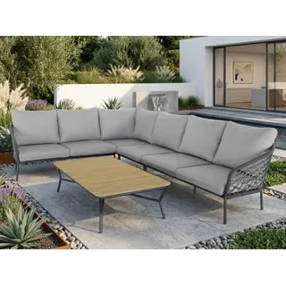 Best Mali Loungegarnitur 246x323cm, 5-teilig inkl. Polster und Teaktisch 140x80cm