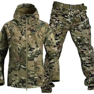 KUMIAO Wasserdichter Camouflage-Militäruniform-Anzug – Herren-Taktikjacke und Hosen-Set, Militär-Softshell-Anzüge für Armee-Kampf-Militärkleidung-Anzug - 3XL