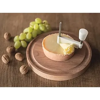 KOMPLETT-SET FLEUROLLE TRADITION HOLZ-KÄSEHOBEL FÜR TETE DE MOINE CHOC O ROLLES/ROULETTE - SWISS MADE + HAUBE + KÄSE (Glashaube-Classic ganzer Laib)